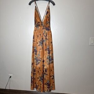 Floral V-Neck Maxi Dress in Mustard